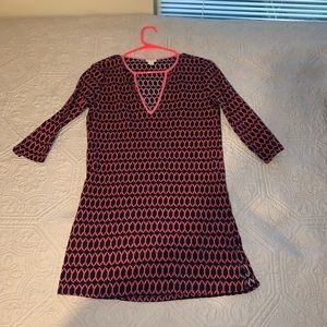 J Crew Navy Pink V Neck Long Blouse / Short Dress